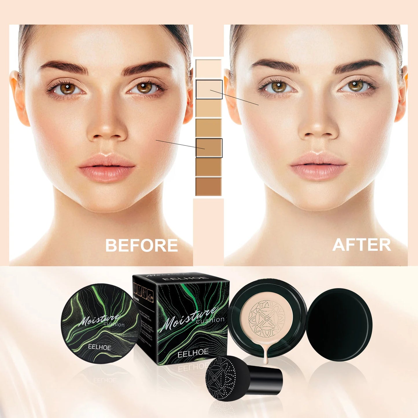 Eelhoe Set Up Foundation Make-Up Cover Face Natural Whiten Moisturize Oil Control Waterproof Bright Color Foundation Make-Up