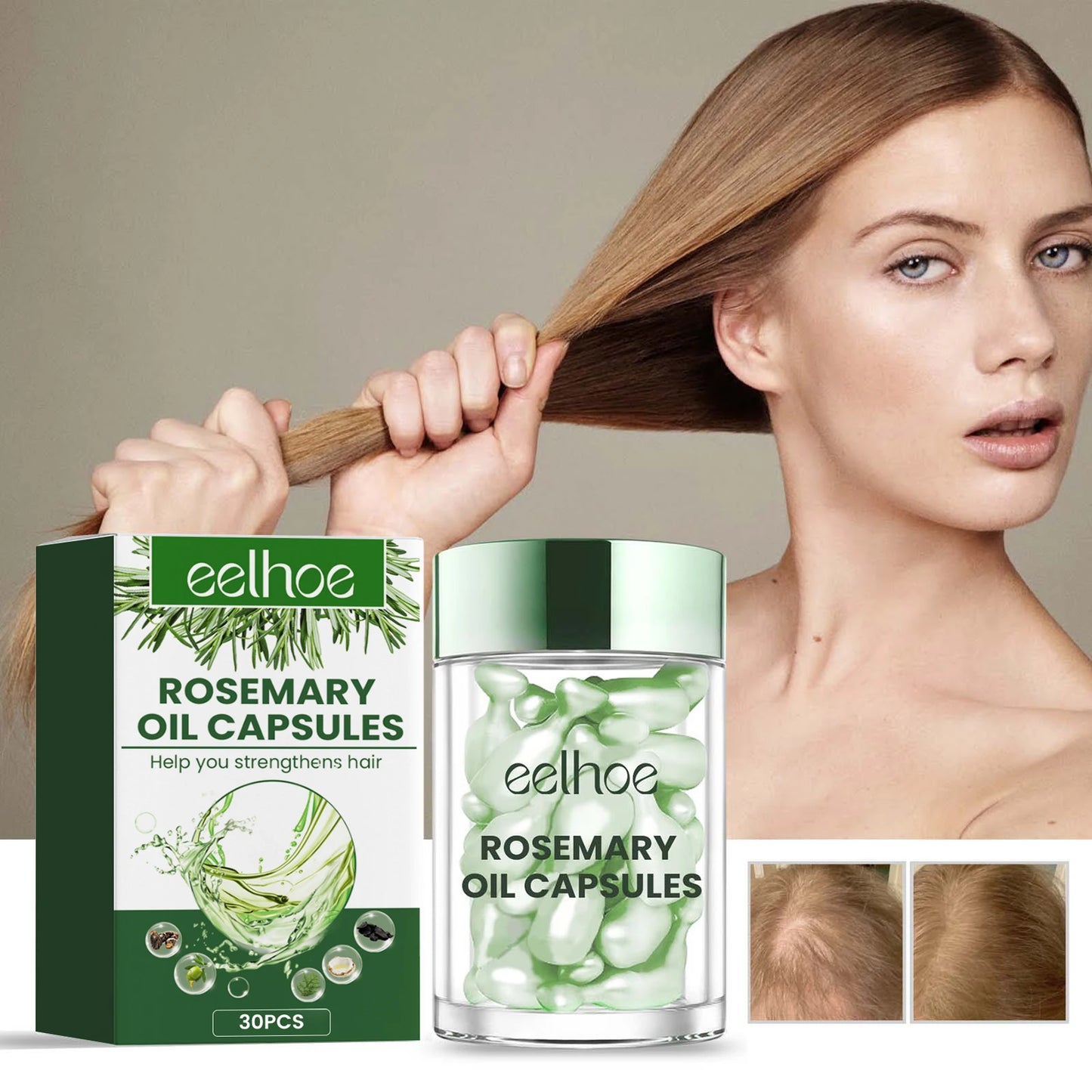 Eelhoe Rosemary Hair Growth Oil With Brush Nourishes Scalp