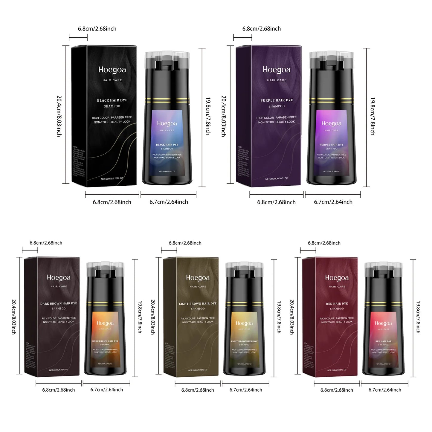 Hoegoa 200ml Hair Dye Shampoo Herbal Diy Fashion Hair Natural Coloring Oil Control Fluffy Nourish Scalp Hair Dyeing Shampoo