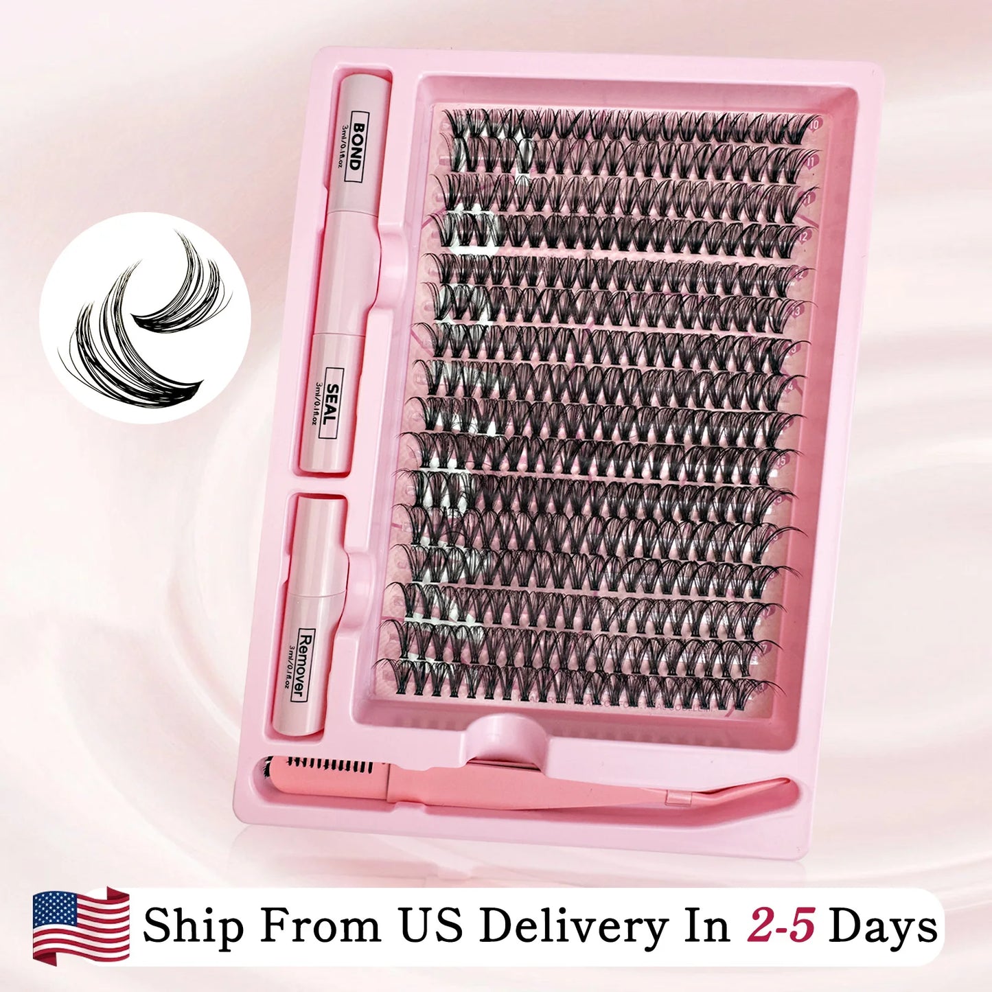 320PCS DIY Cluster Lashes Kit Fierce 30D | 10-18mm Mixed Dense Manga Lash Clusters | D Curl Fluffy Individual Cluster Lashes with Bond and Seal | Waterproof Long-Lasting Home Makeup