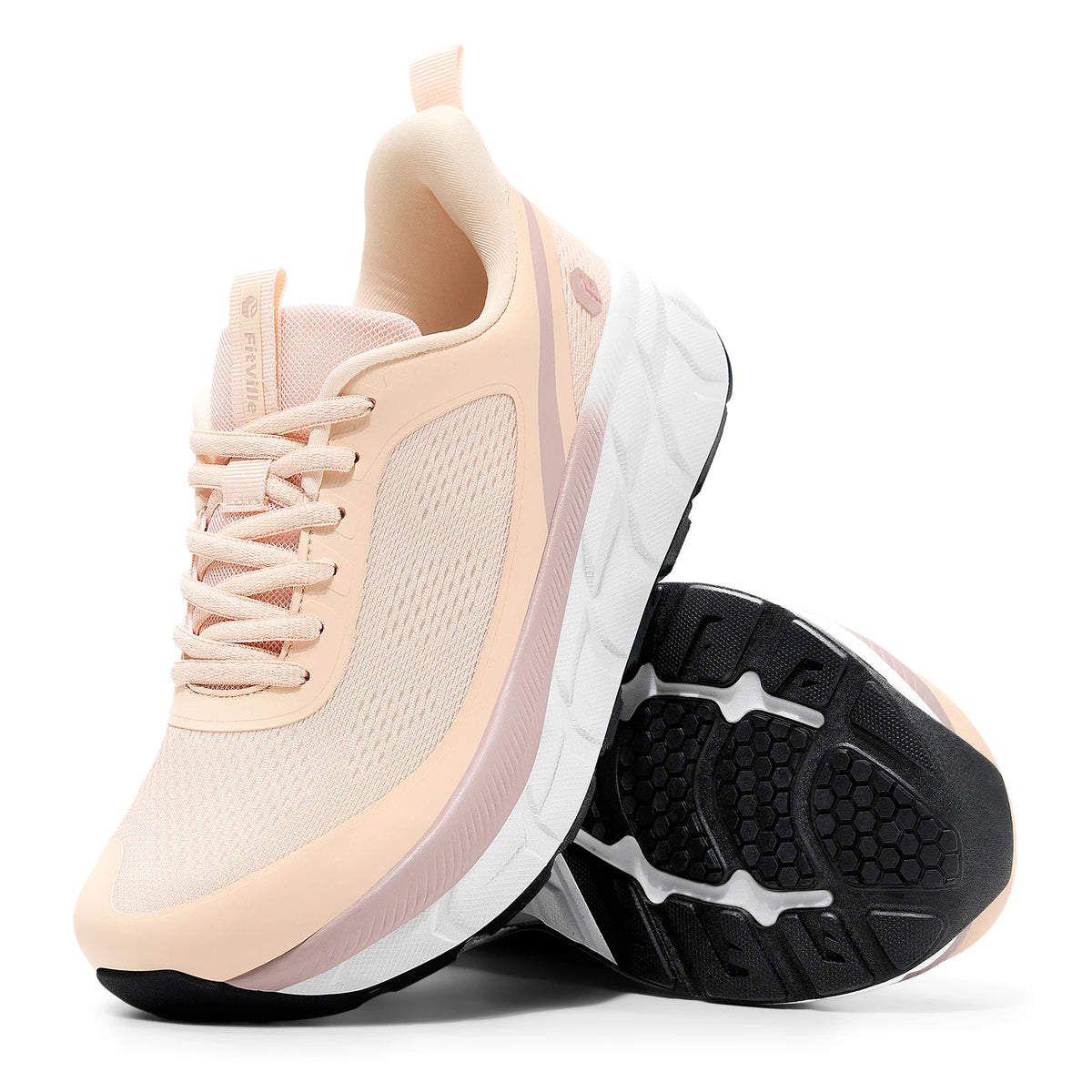FitVille Women's Sports Shoes, Wide Casual Breathable Non‑Slip Sneakers, Comfortable Cushioned Running Jogging Shoes with Arch Support