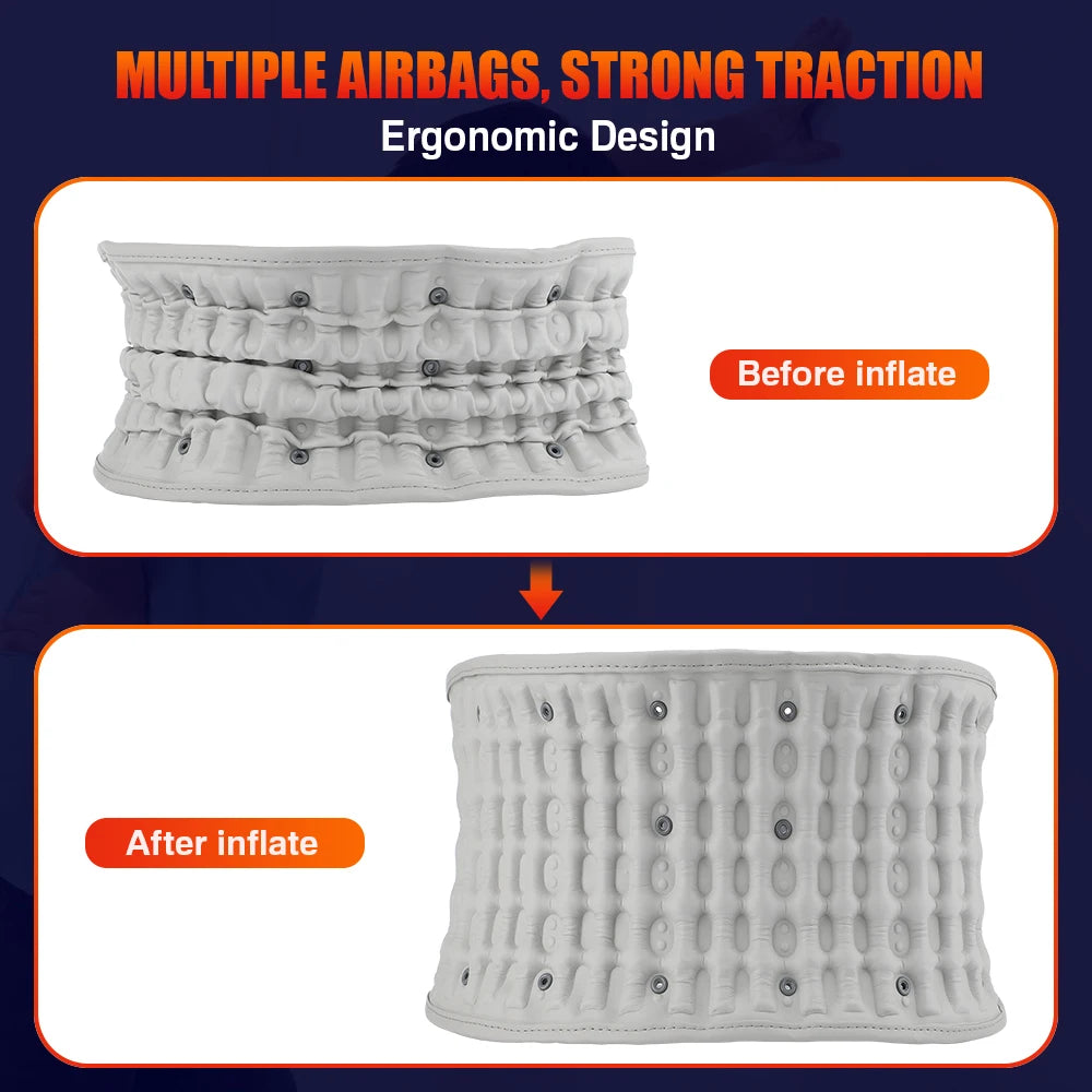 Cordless Electric Red Light Heated Waist Massager Inflatable Lumbar Protect Belt Back Airbag Support Vibration Massage Relax