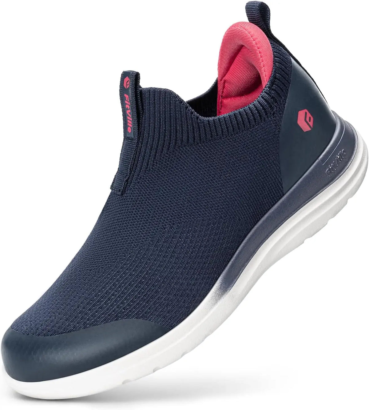 FitVille Women'S Wide Slip On Walking Sneakers With Roomy Fit For Fat Feet, Arch Support Comfort Casual Shoes For Daily Walking & Outdoor Use