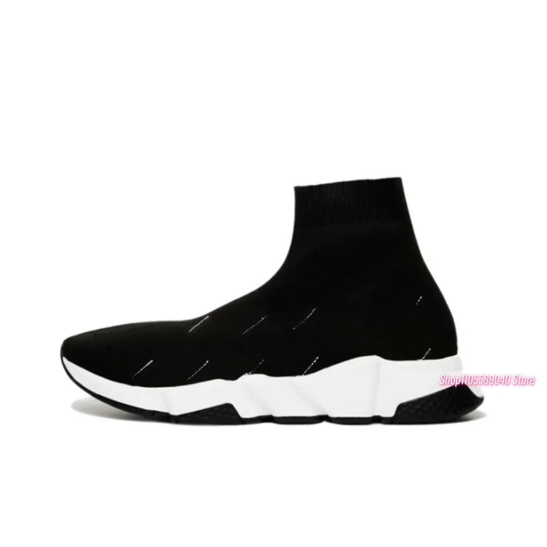 2026 Men's and women's socks, shoes, spring and autumn men's shoes, breathable and comfortable high-top socks, knitted elastic socks, shoes