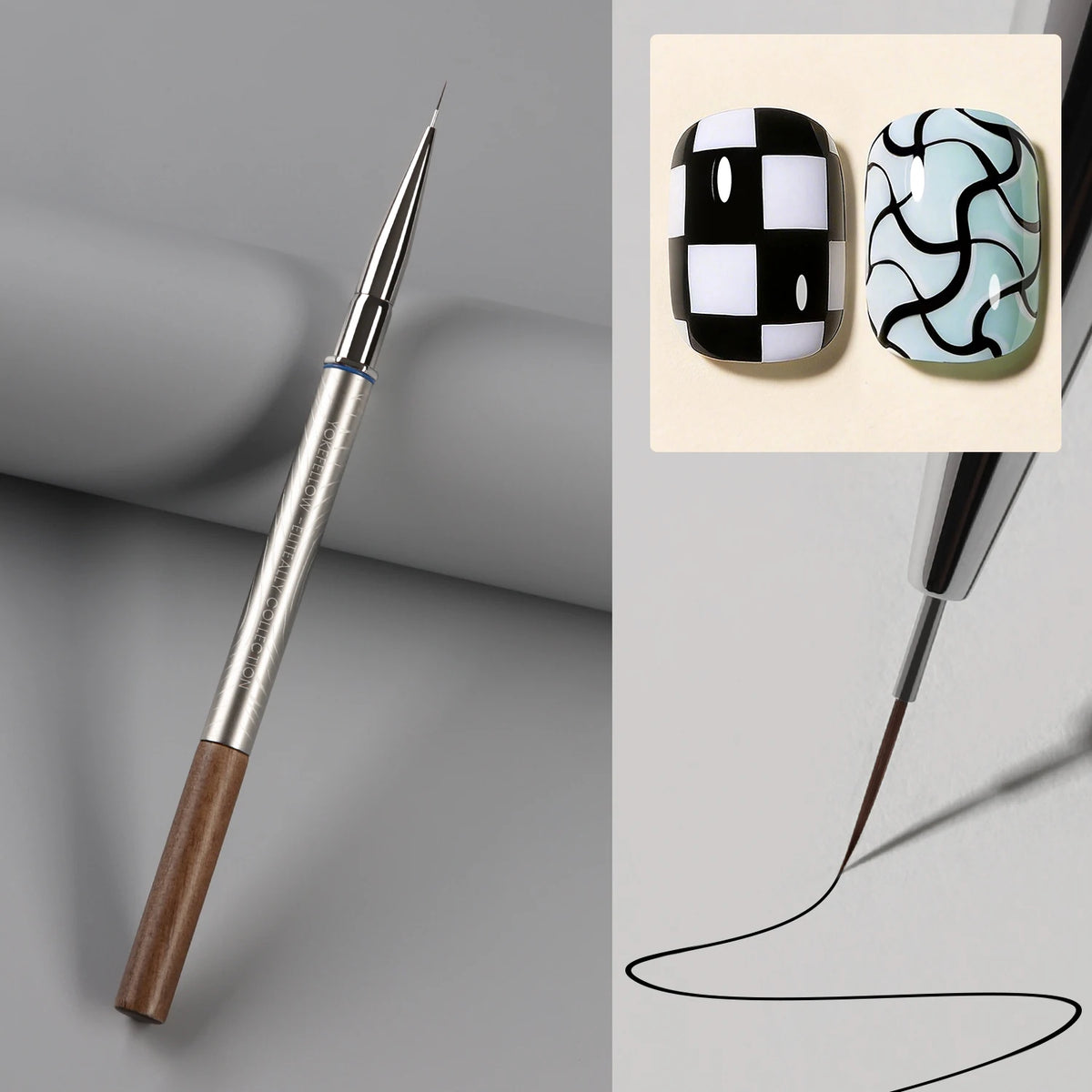 YOKEFELLOW Nail Art Brush Set With Interchangeable Gel Design Heads