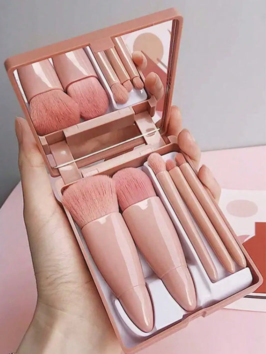 Portable Makeup Brush Set With Cosmetic Mirror Case, Eye Shadow, Foundation, Lip Brush, Concealer Makeup Tools, Gift For Women,Brush Set,Makeup Brush Kit,Make Up Brush Set,Make Up Set Complete,Makeup Brush Set,Complete Makeup