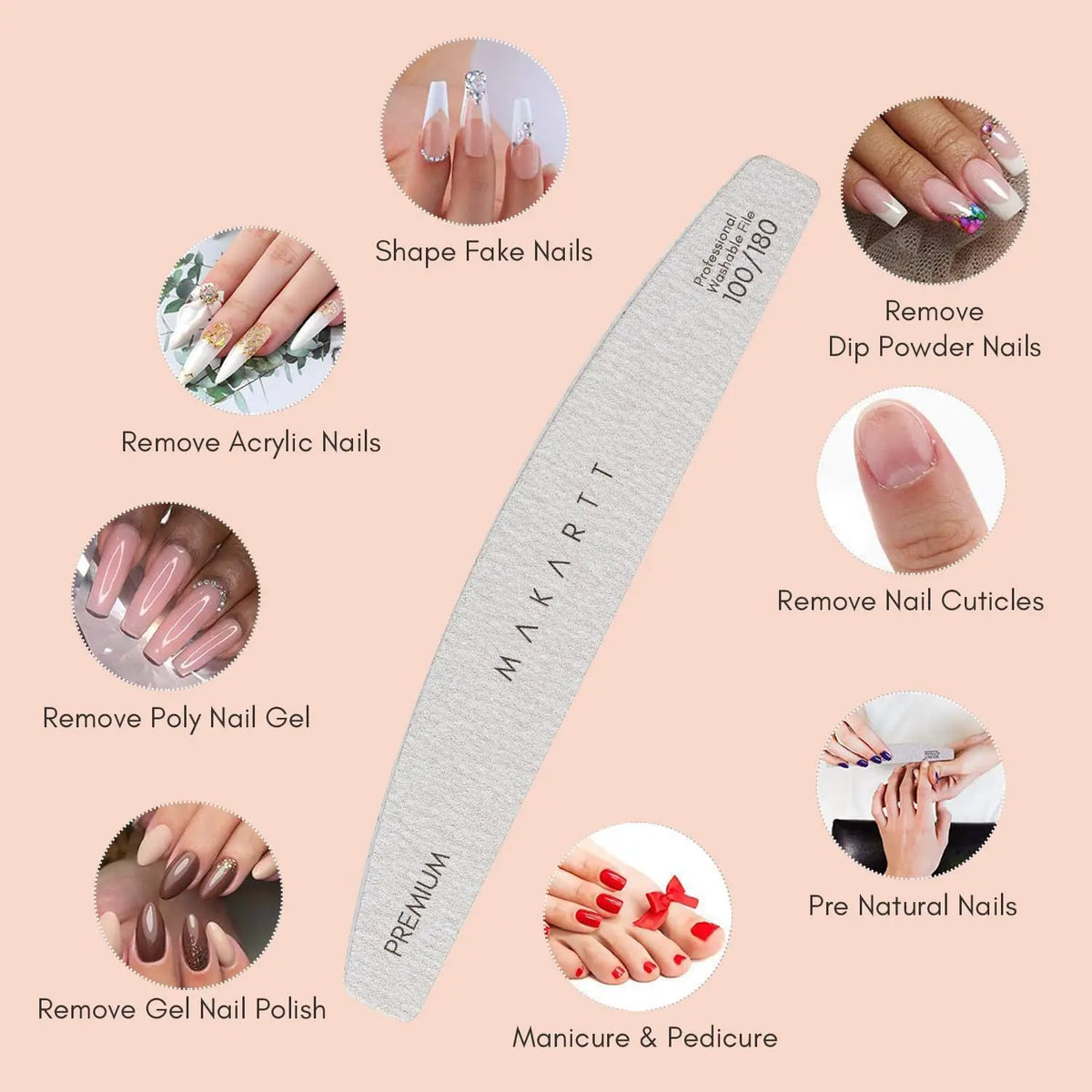 Makartt Double Sided Emery Files for Acrylic Nails and Extensions