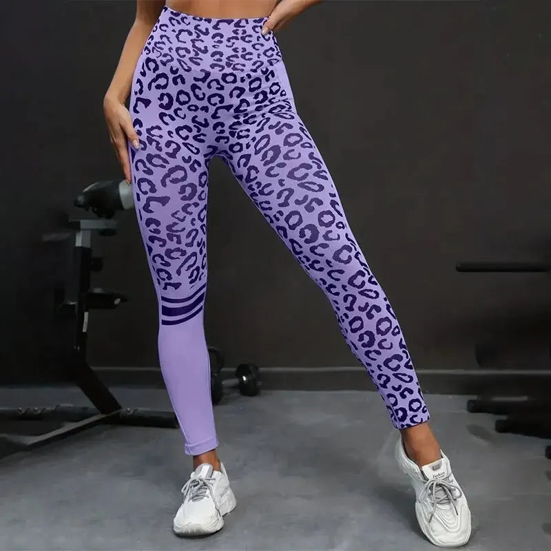 Yoga Leopard Print Seamless High Waist Tights for Quick Dry Fitness