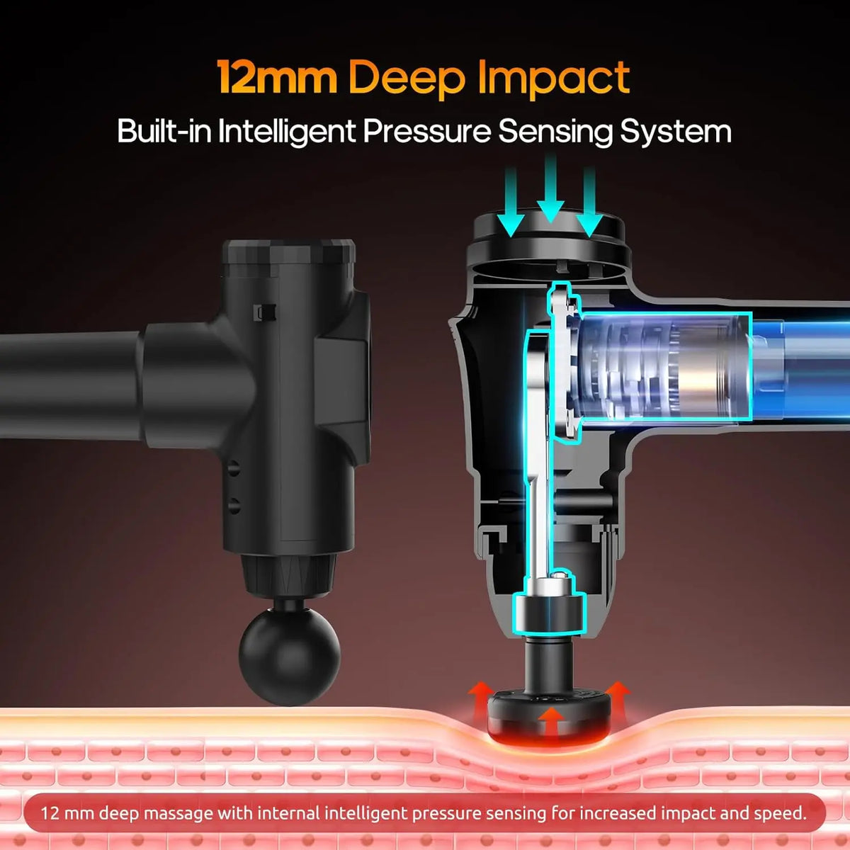 LINGTENG Deep Tissue Massage Gun, Portable Electric Muscle Massager, 20‑Speed Levels, 7 Massage Heads, 1800mAh Rechargeable Battery, Heat Function, with Storage Case, for Back Neck Shoulder, Father's Day Gift for Colleagues