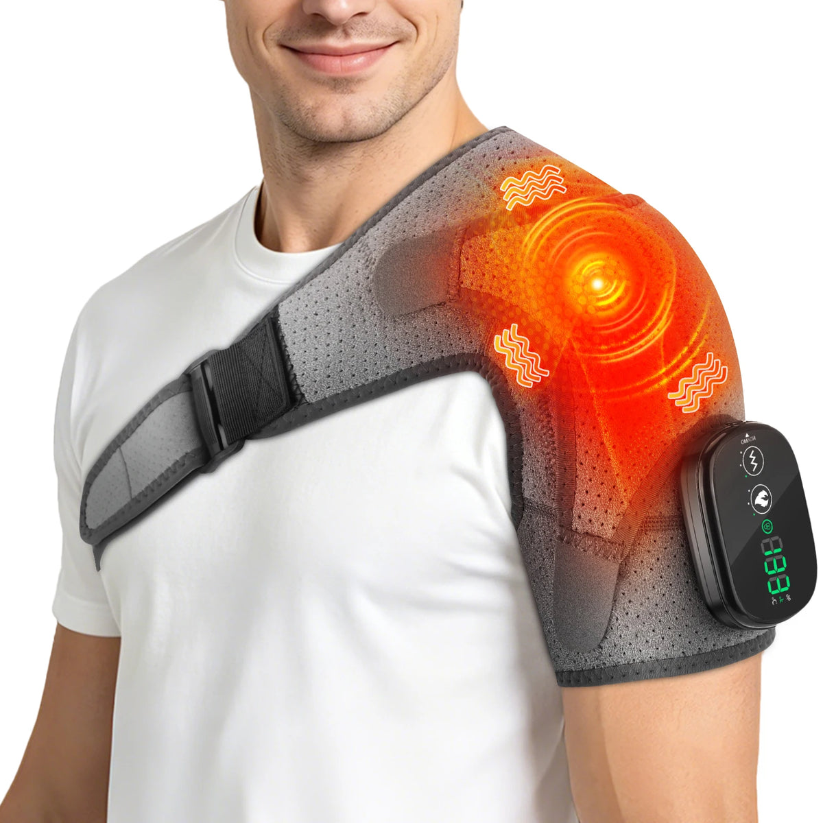 Cordless Electric Heating Shoulder Massager Vibration Shoulder Brace Massage Support Belt Adjustable Hot Compress Shoulder Shawl