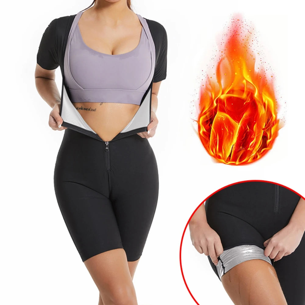 3-in-1 Zipper Body Shaping Sauna Suit For Women, Women's Sweatshirt, Running Fitness Sweat Absorption Sauna Suit