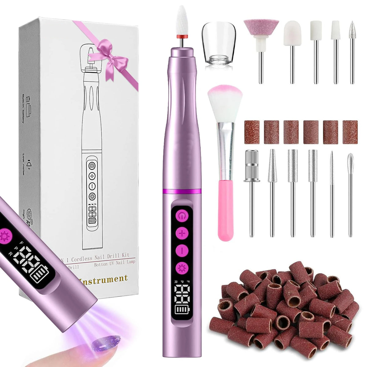 3-IN-1 Professional 35,000RPM Electric Nail DrillPortable Rechargeable Low Noise, Suitable For Manicure And Pedicure - USB Powered, Lithium Battery