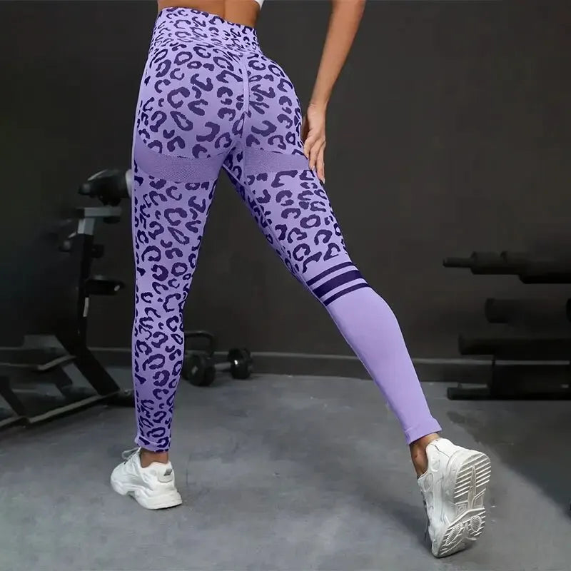 Yoga Leopard Print Seamless High Waist Tights for Quick Dry Fitness