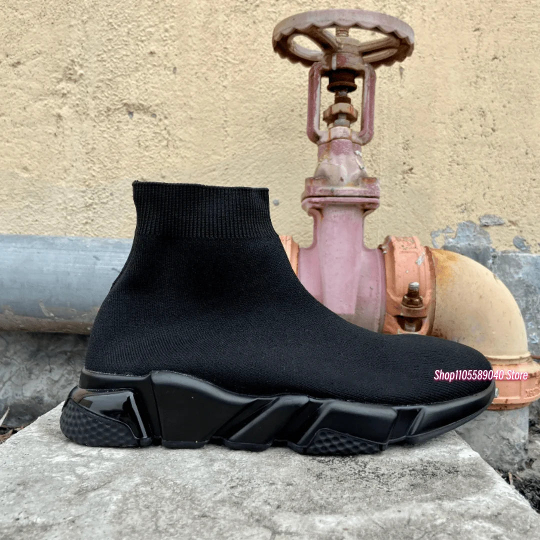2026 Men's and women's socks, shoes, spring and autumn men's shoes, breathable and comfortable high-top socks, knitted elastic socks, shoes