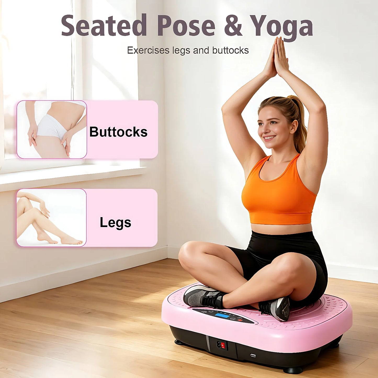 Portable Vibration Plate Exercise Machine Whole Body Workout Platform with Bluetooth Resistance Bands 5 Yoga Straps 10 Auto 200 Manual Speed Settings for Weight Loss & Shaping