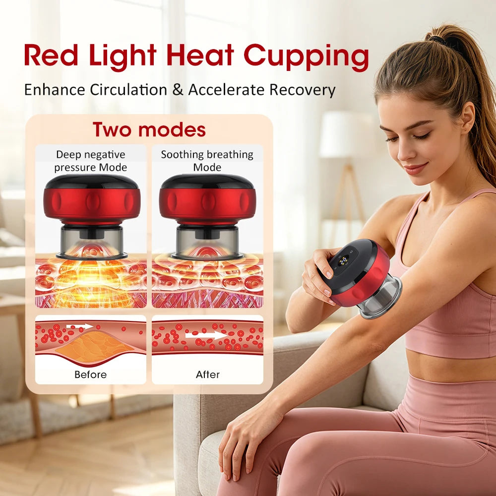Intelligent Heating Vacuum Cupping Massager With LCD Display And USB Charge