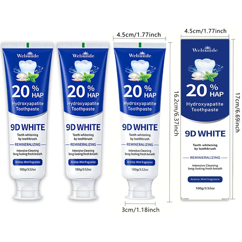 20% Hydroxyapatite Toothpaste, Contains Menthol, Deep Cleaning for Brighter Teeth, Fresh Breath, Basic Oral Care, Suitable for Everyone, An Essential Travel Item, It Is the Ideal Gift for Men and Women During Festivals