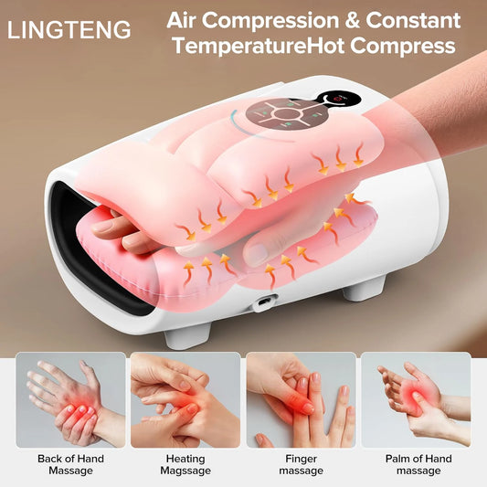 LINGTENG Hand massager, a Mother's Day gift or birthday gift for mom, hand massager with heating and pressure functions, wireless and cord-free hand massager, suitable for arthritis and carpal tunnel syndrome