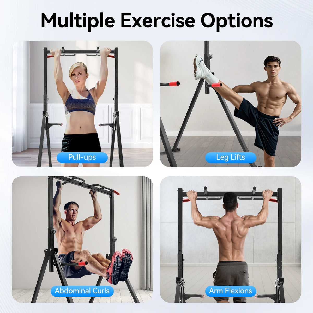 Adjustable Pull Up Station Home Foldable Strength Training Equipment Triangular Horizontal Bar, 200kg Load for Home & Gym