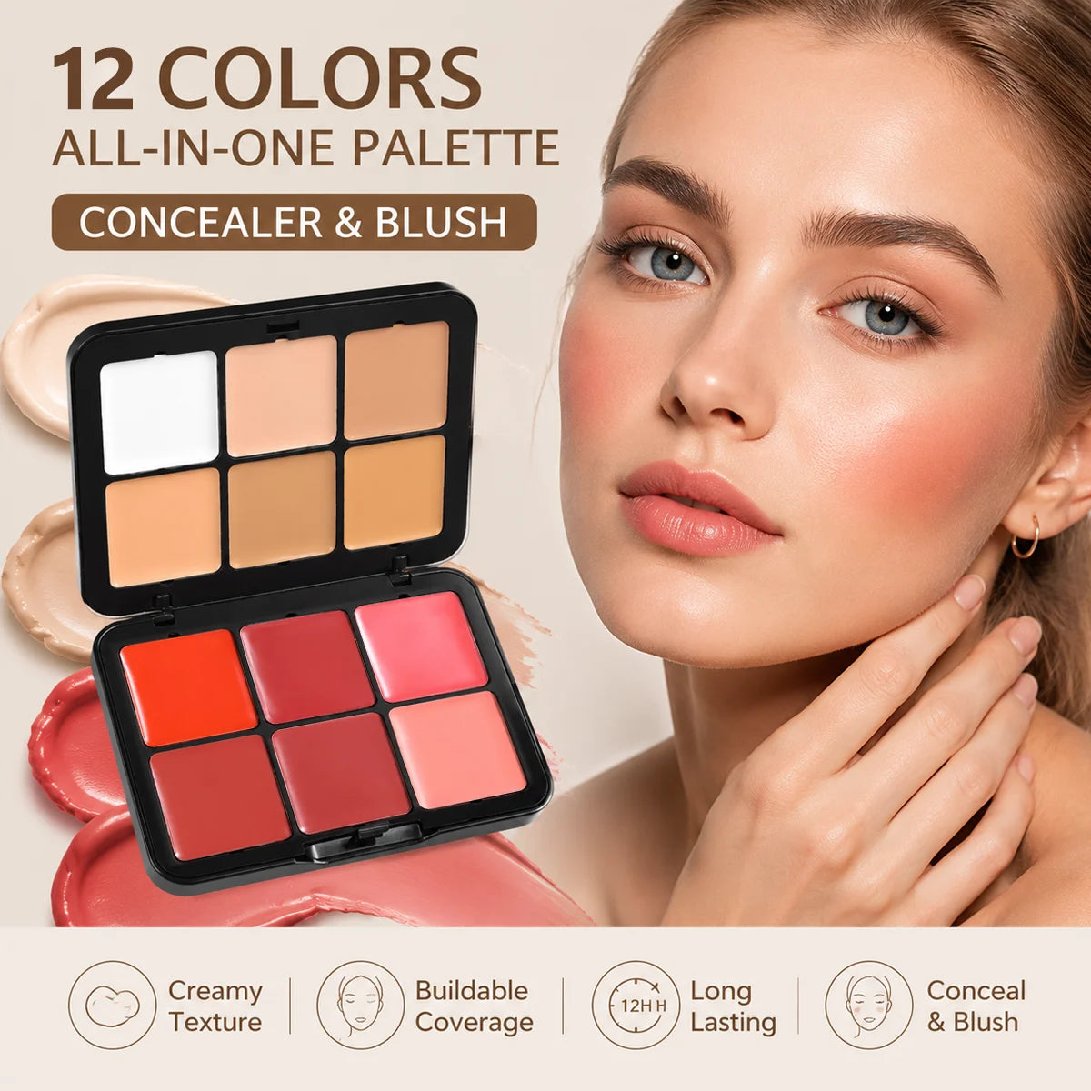 12-color iron box concealer blush cream matte highlight contour makeup all-in-one palette