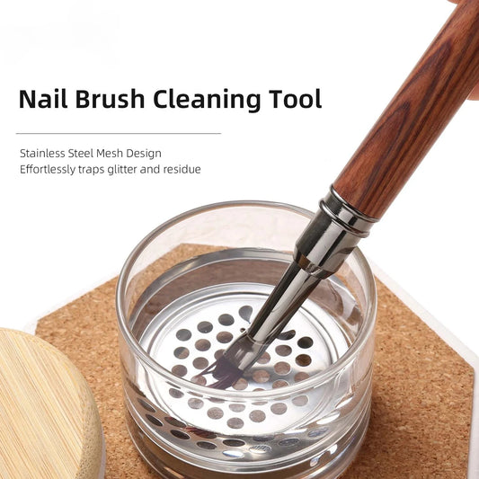 Nail Brush Cleaner Cup With Stainless Steel Mesh Base