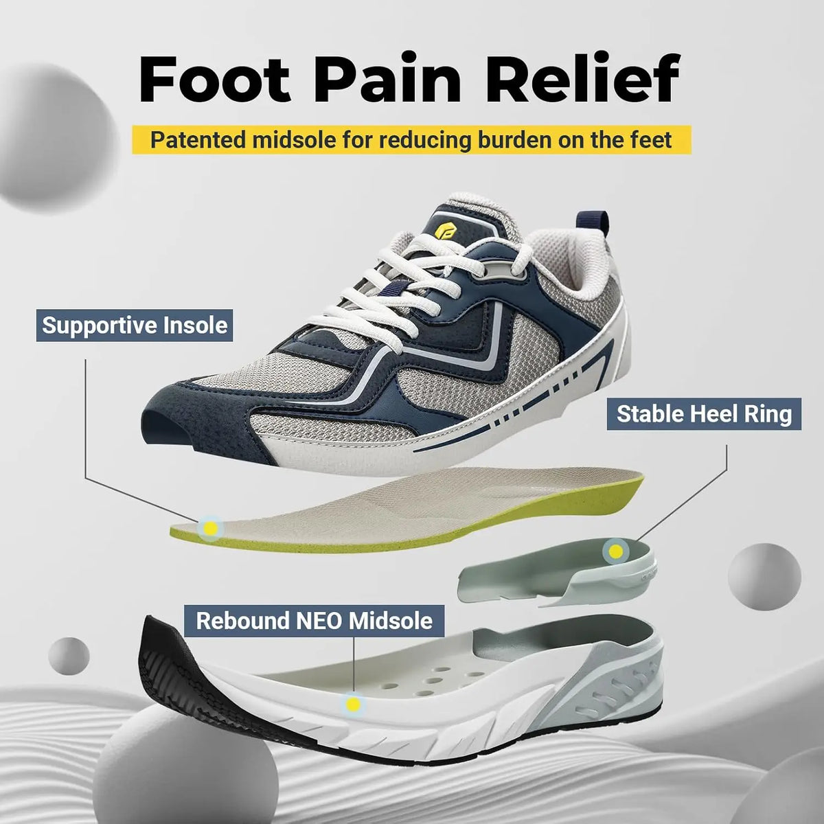 FitVille Men'S Wide Width Walking Sneakers, Stylish Athletic Shoes With Arch Support, Breathable Non-Slip Lightweight Cushioned Footwear For Gym Workout & Flat Feet