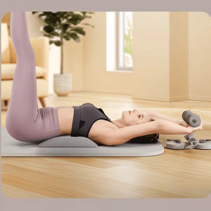Multifunctional Home Sit-Up Trainer, Ab Roller with 2 Resistance Bands & 2 Suction Cups, Indoor Fitness Equipment