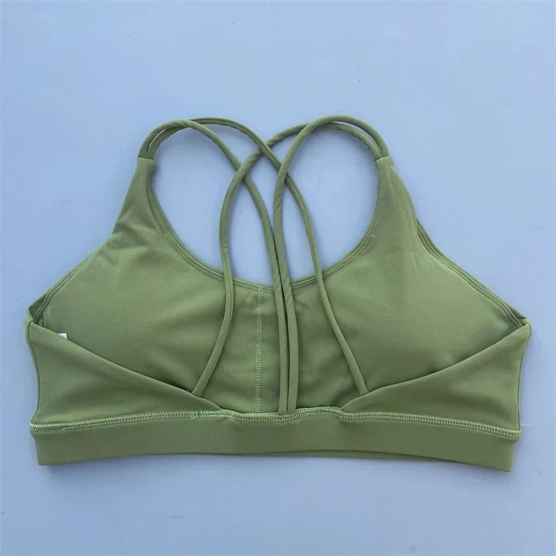 Solid Color Soft High Strength Women Cross Fitness Bra Tight Sport Top Comprehensive Training Gym Yoga Underwear With Chest Pad