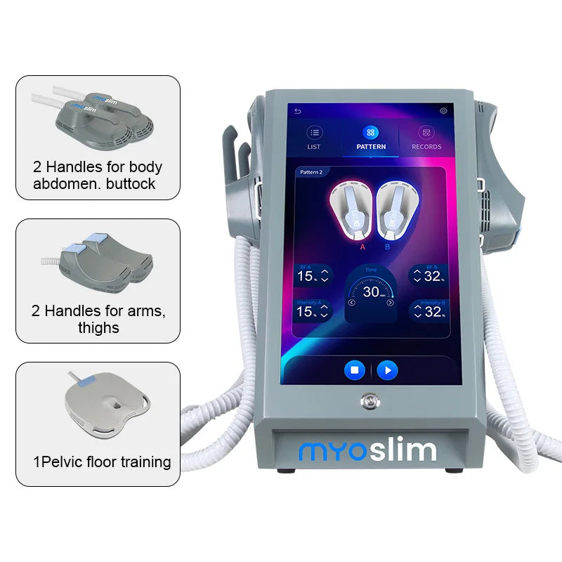EMS MYOslim Body Sculpt Machine RF Sculpting Electromagnetic stimulate Body Slimming Machines Muscle Build  6500W 4 5 Handles