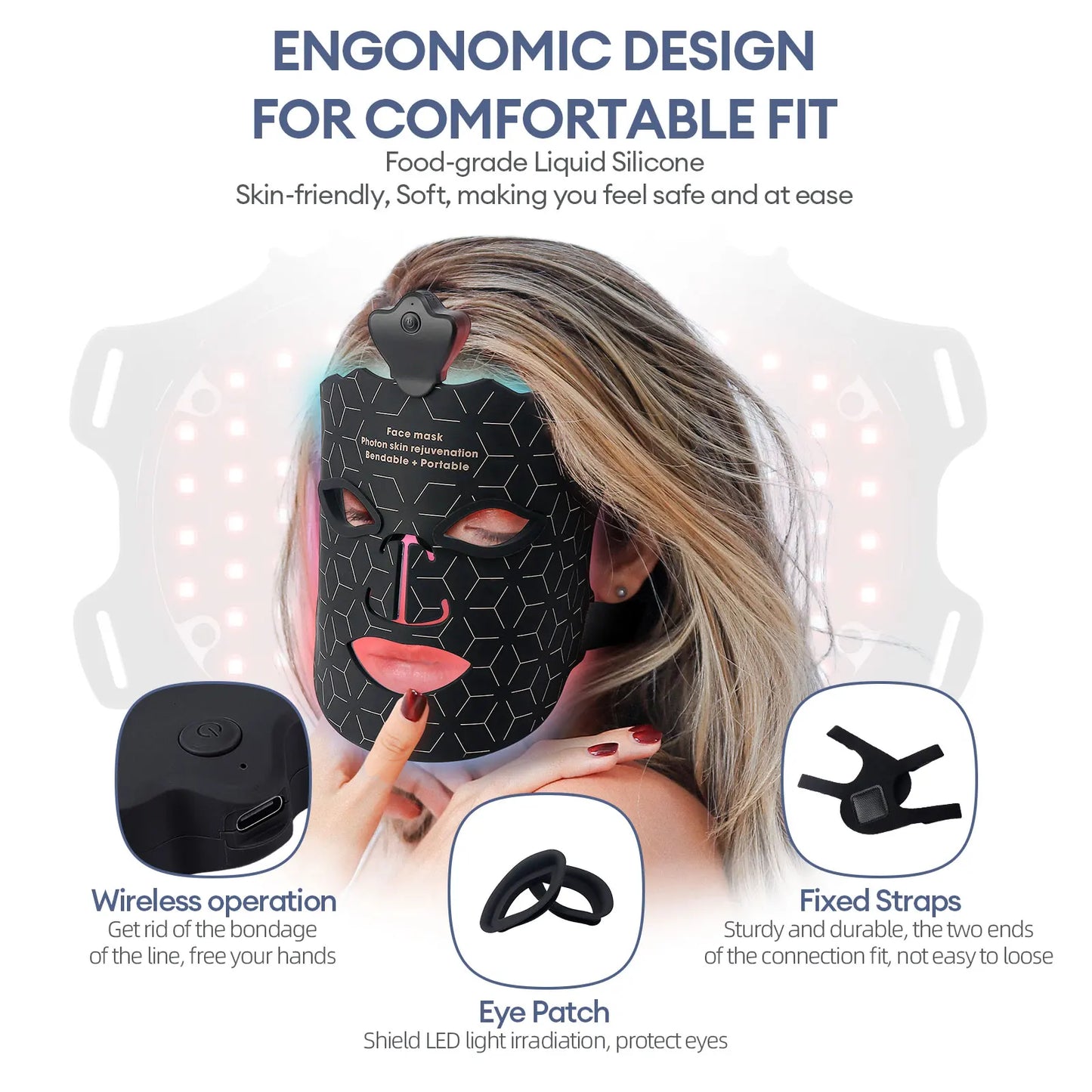 Foreverlily Silicone Led Face Mask For Photon Therapy Skin Repair