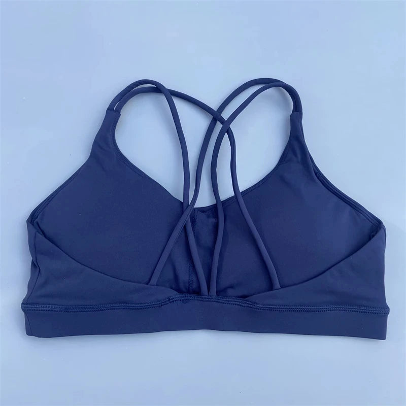 Solid Color Soft High Strength Women Cross Fitness Bra Tight Sport Top Comprehensive Training Gym Yoga Underwear With Chest Pad