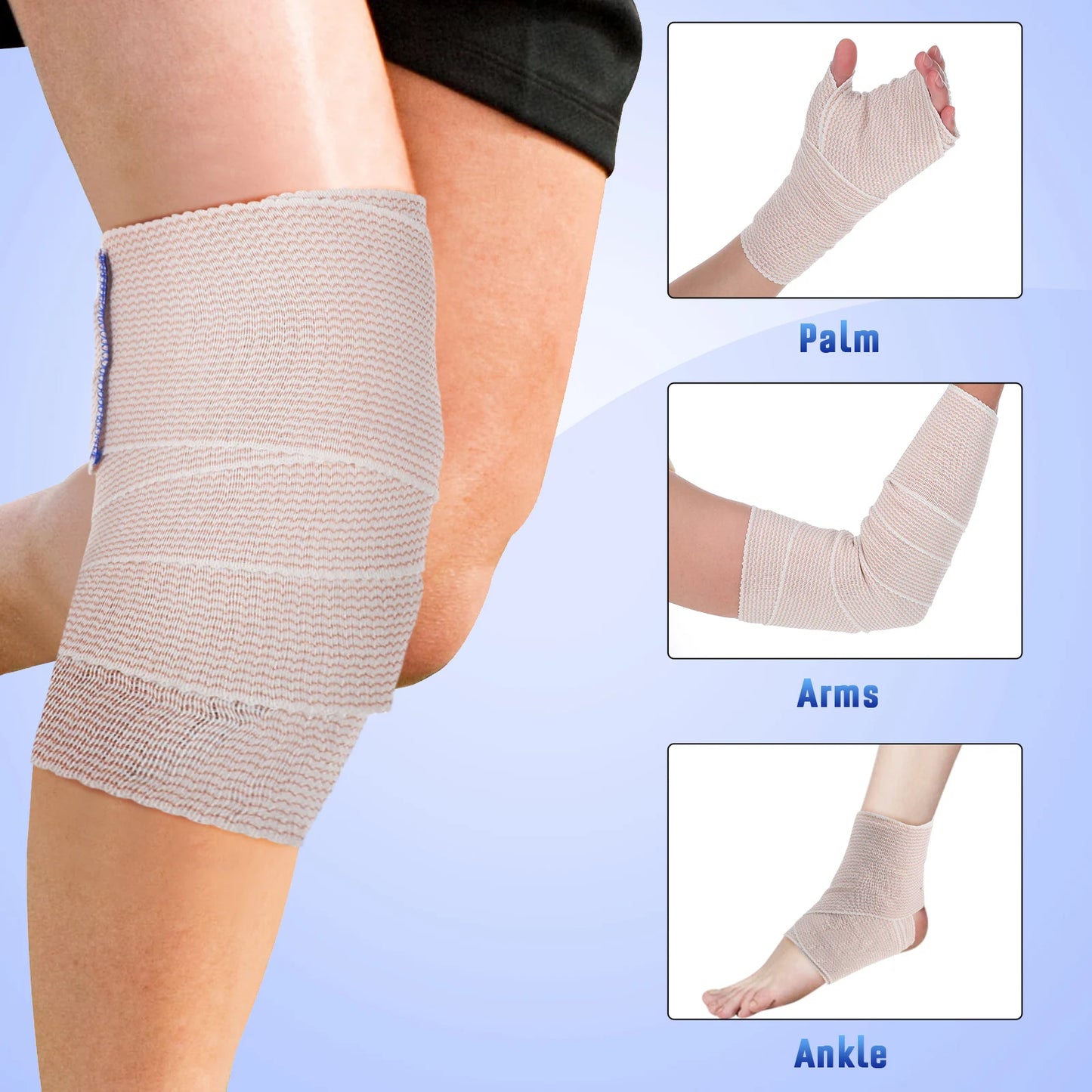 6 Rolls Elastic Bandage Sports Wraps Ace Wrap Stretch Bandage Wrap For Wrist Ankle Knee Legs Shoulder Feet