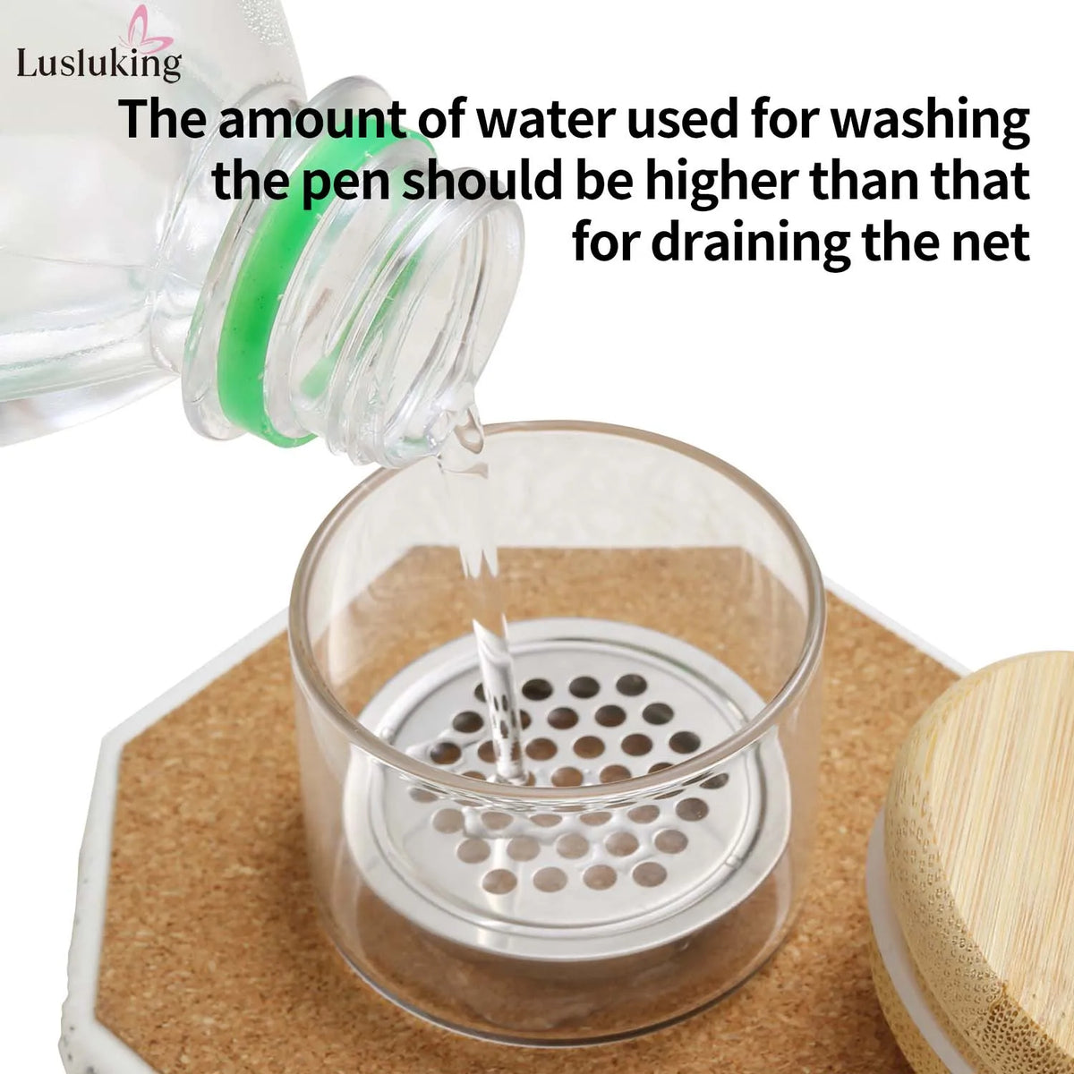 Nail Brush Cleaner Cup With Stainless Steel Mesh Base