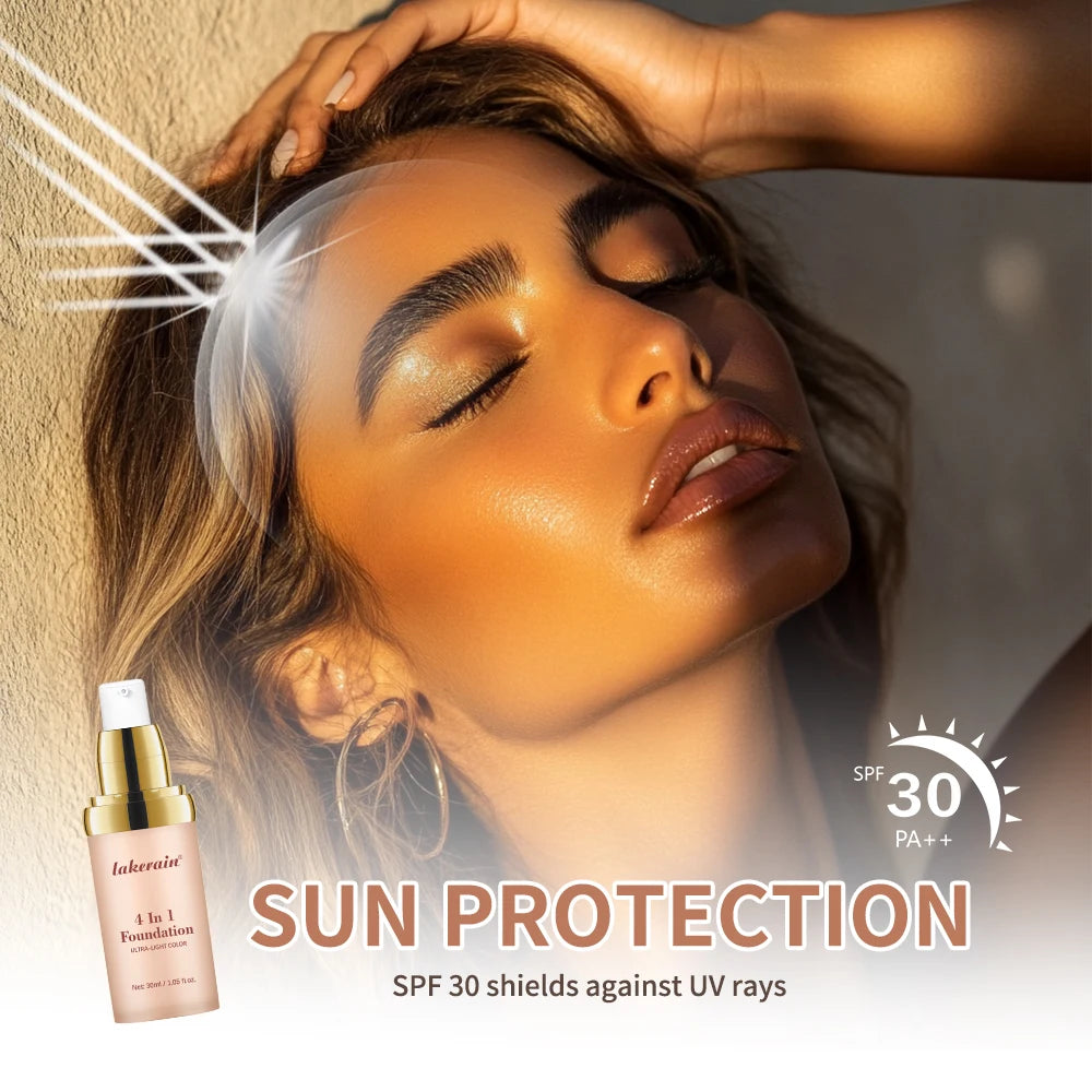 4 In 1 Color Changing Foundation Hydrating Moisturizing Long Lasting Waterproof Travel Full Coverage Makeup Base Smooth Natural Skin Tone Daily Facial Make Up Concealer Primer