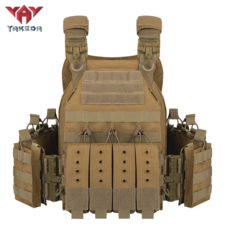 YAKEDA Quick Release 1000D Nylon Tactical Outdoor Vest With Adjustable and Molle System for Airsoft Hunting