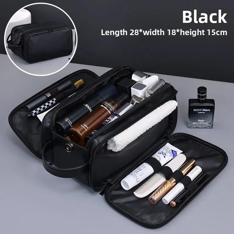 Multi Pockets PU Toiletry Bag for Women Men Travel Essentials Waterproof Hanging Cosmetic Organizer