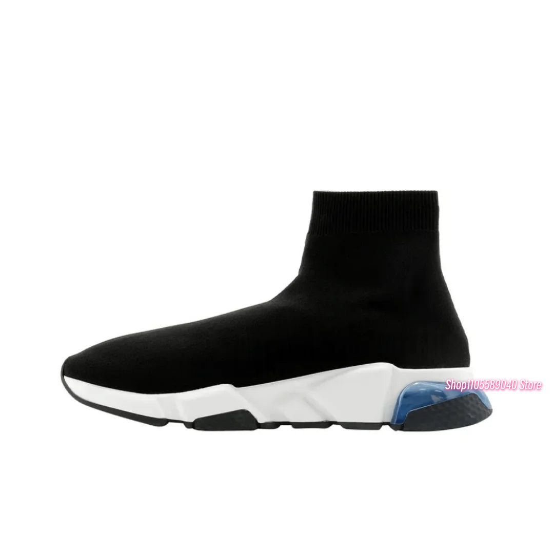 Sock shoes - Men's knitted high-top socks shoes, stretchy short boots, thick-soled casual sports shoes