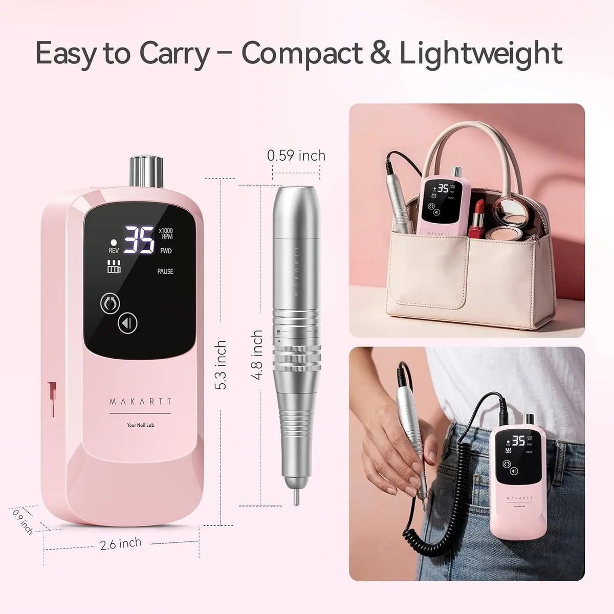 Makartt Rechargeable Electric Nail Drill With LED Display