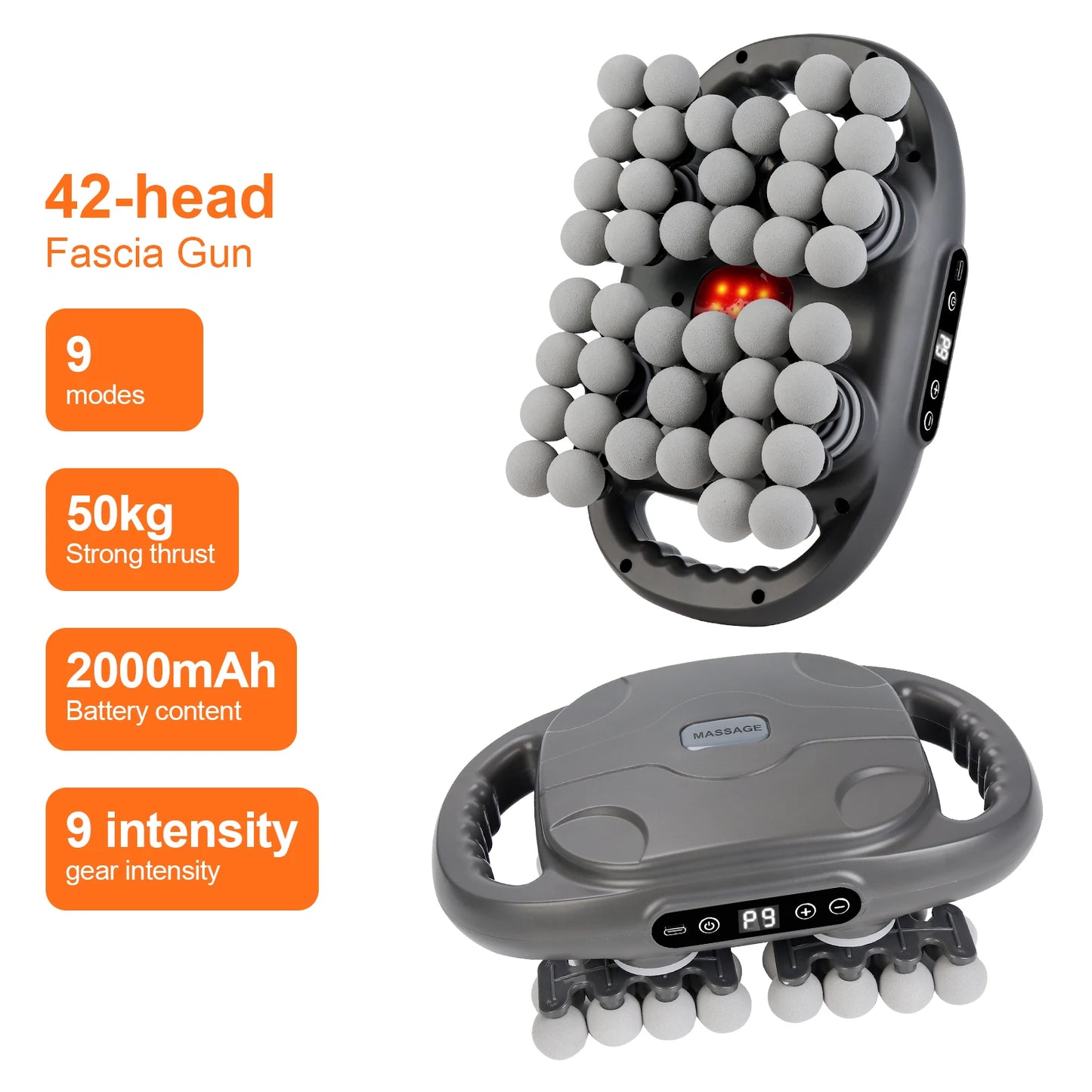 Iebilif Wireless 42 Heads Massage Gun With Red Light Therapy