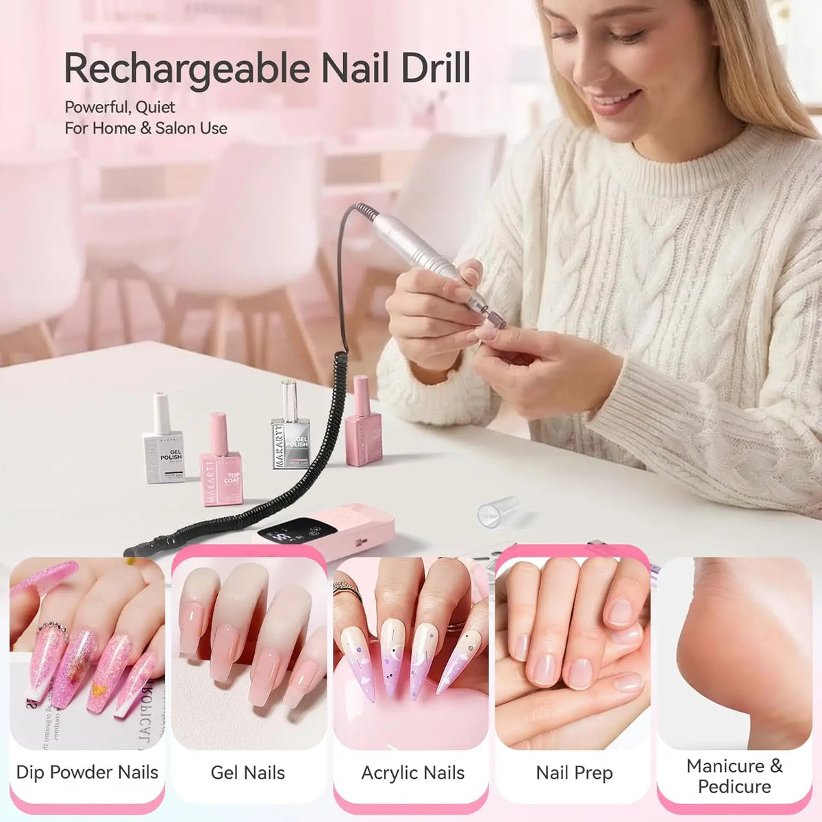 Makartt Rechargeable Electric Nail Drill With LED Display