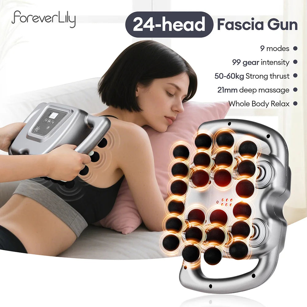 Foreverlily 24 Head Fascia Massage Gun With Adjustable Intensity