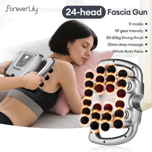 Foreverlily 24 Head Fascia Massage Gun With Adjustable Intensity