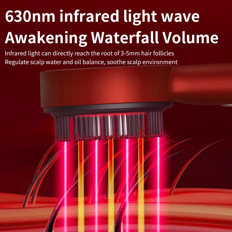 Electric Vibration Massage Comb Red Light Hair Growth Massage Scalp Brush Anti Hair Loss Liquid Oil Applicator Hair Care