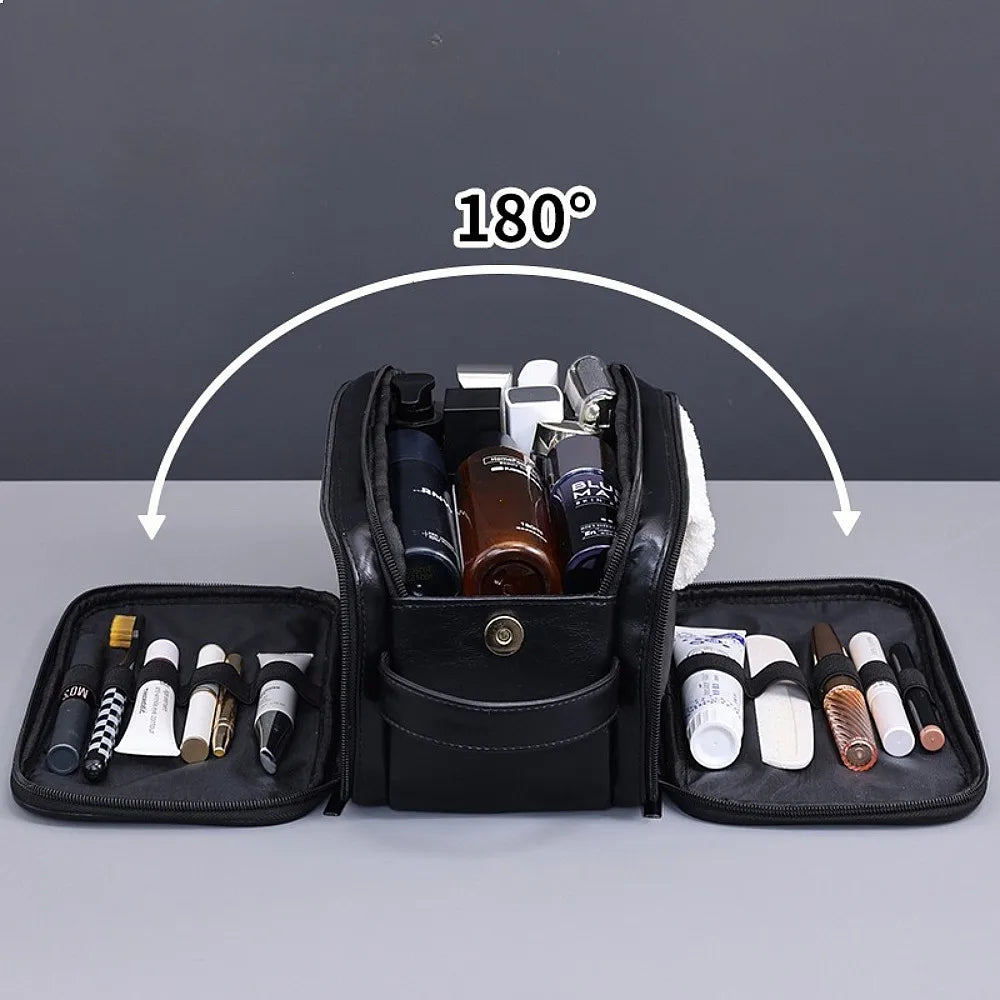 Multi Pockets PU Toiletry Bag for Women Men Travel Essentials Waterproof Hanging Cosmetic Organizer