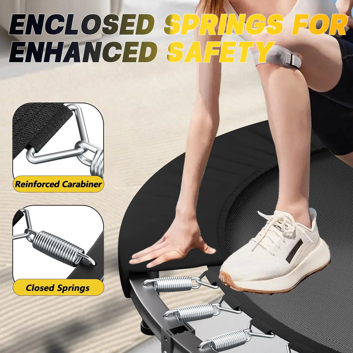 Foldable Fitness Trampoline Rebounder With Adjustable Handle