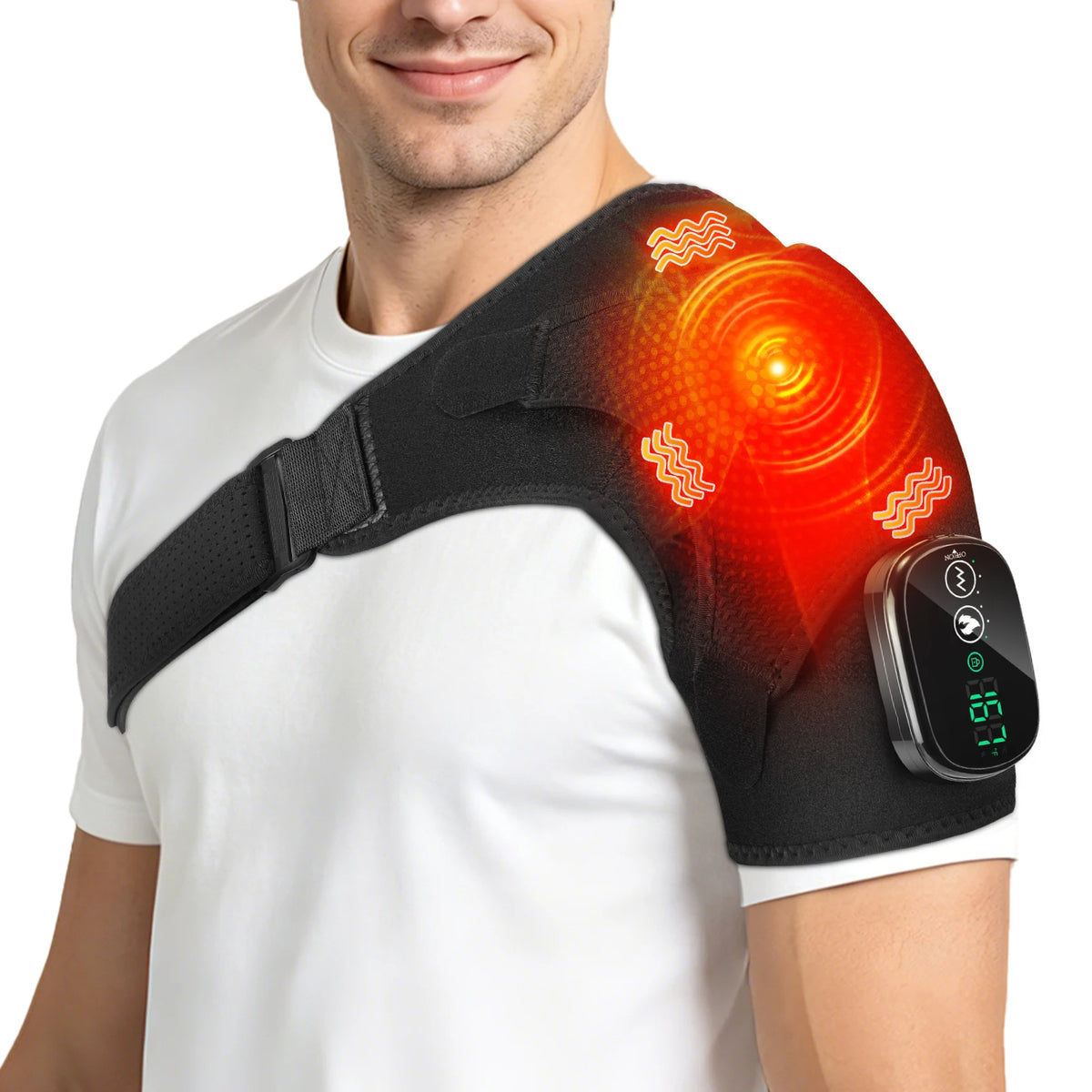 Cordless Electric Heating Shoulder Massager Vibration Shoulder Brace Massage Support Belt Adjustable Hot Compress Shoulder Shawl