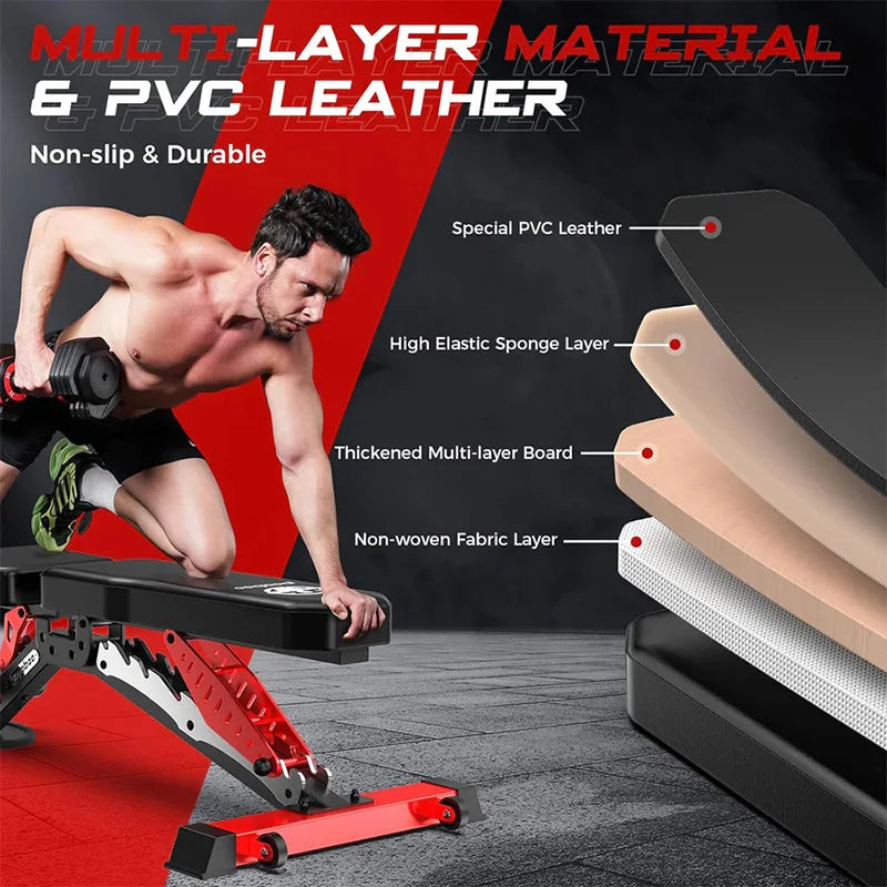 Pooboo Adjustable Workout Bench For Home Strength Training