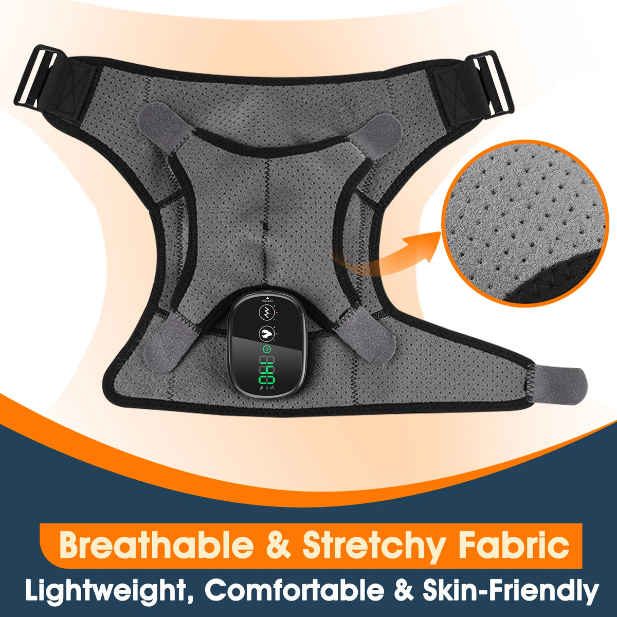 Cordless Electric Heating Shoulder Massager Vibration Shoulder Brace Massage Support Belt Adjustable Hot Compress Shoulder Shawl