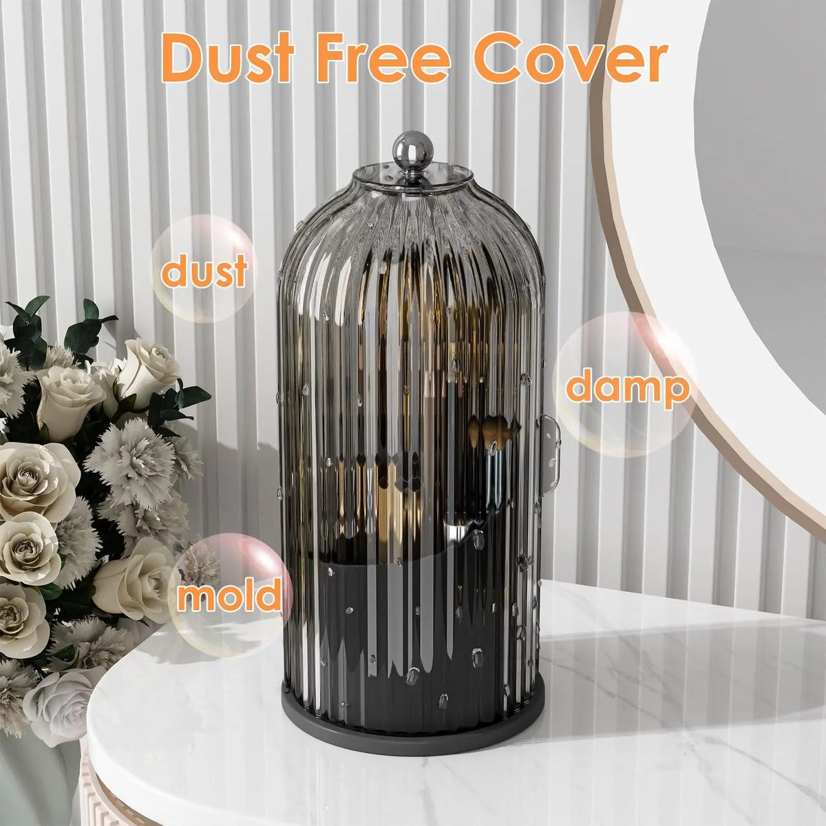 YOOLENS Rotating Makeup Brush Holder Organizer With Dustproof Protective Lid