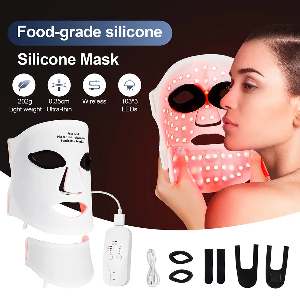 Foreverlily Silicone LED Face And Neck Mask For Skin Rejuvenation